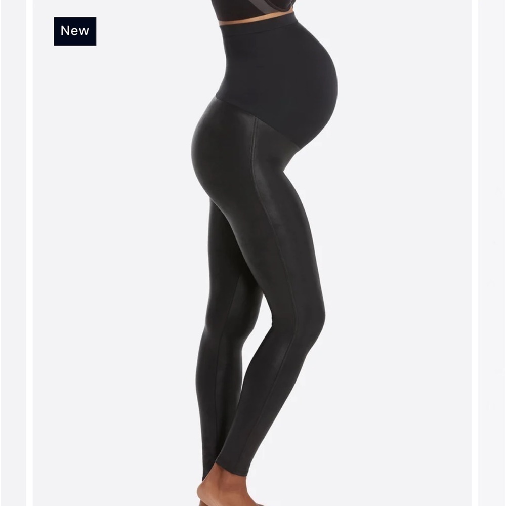 SPANX Mama Faux Leather Leggings Black Size M